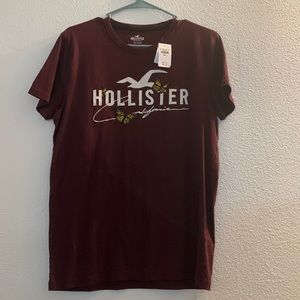 Burgundy Hollister butterfly stitch t-shirt